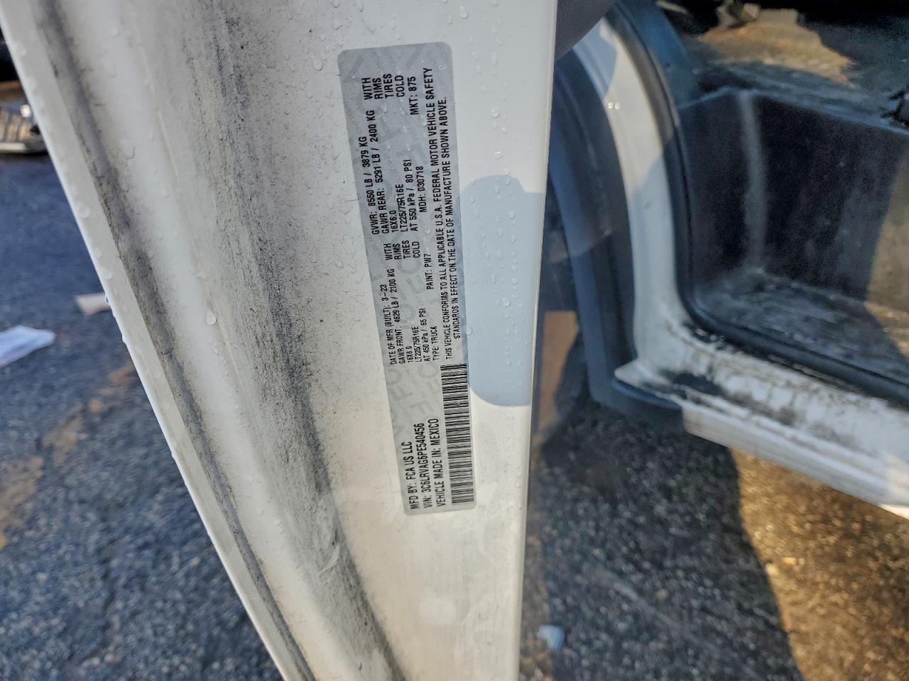 2023 Ram Promaster 1500 1500 Standard VIN: 3C6LRVAG6PE540456 Lot: 93124805