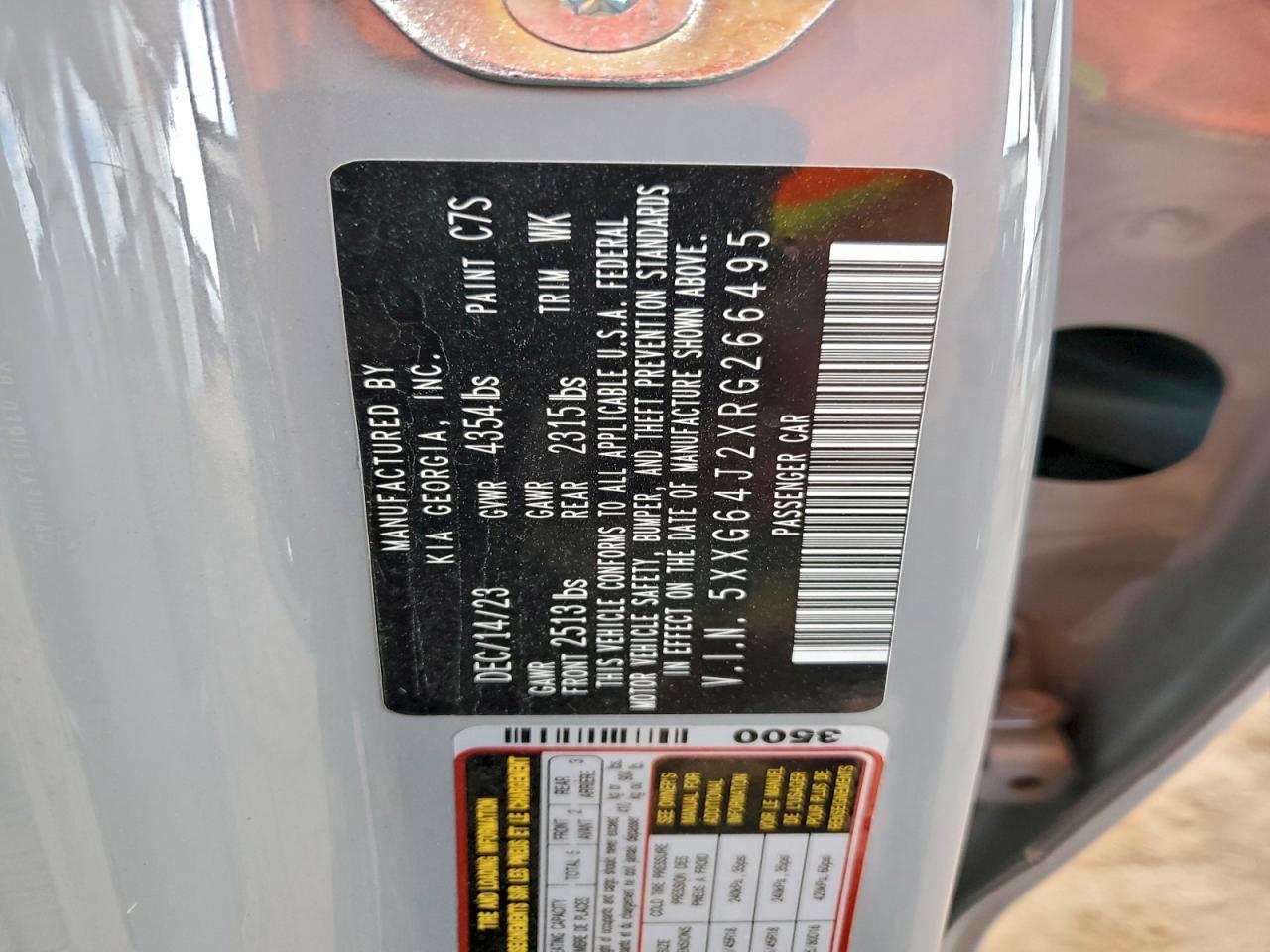 2024 Kia K5 Gt Line VIN: 5XXG64J2XRG266495 Lot: 94544365