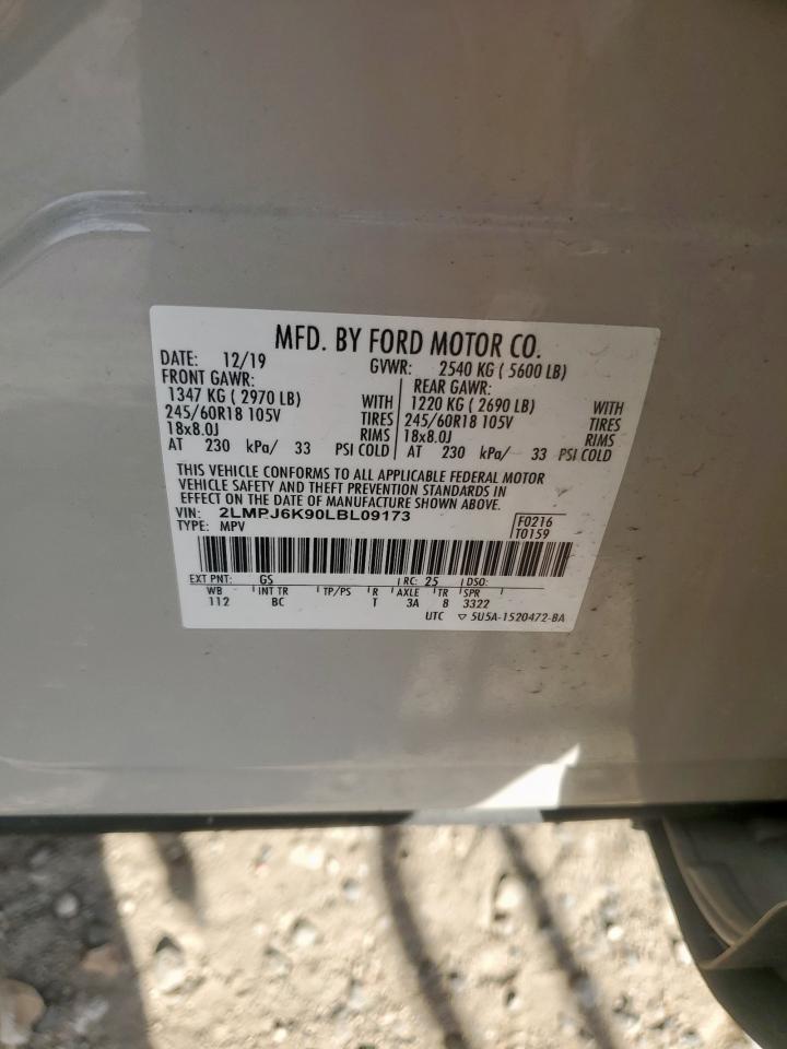 2020 Lincoln Nautilus Reserve VIN: 2LMPJ6K90LBL09173 Lot: 92871525