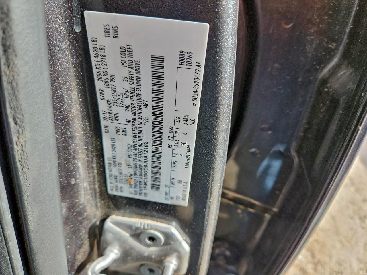 2018 Ford Escape Se VIN: 1FMCU0GD0JUA12102 Lot: 94287915