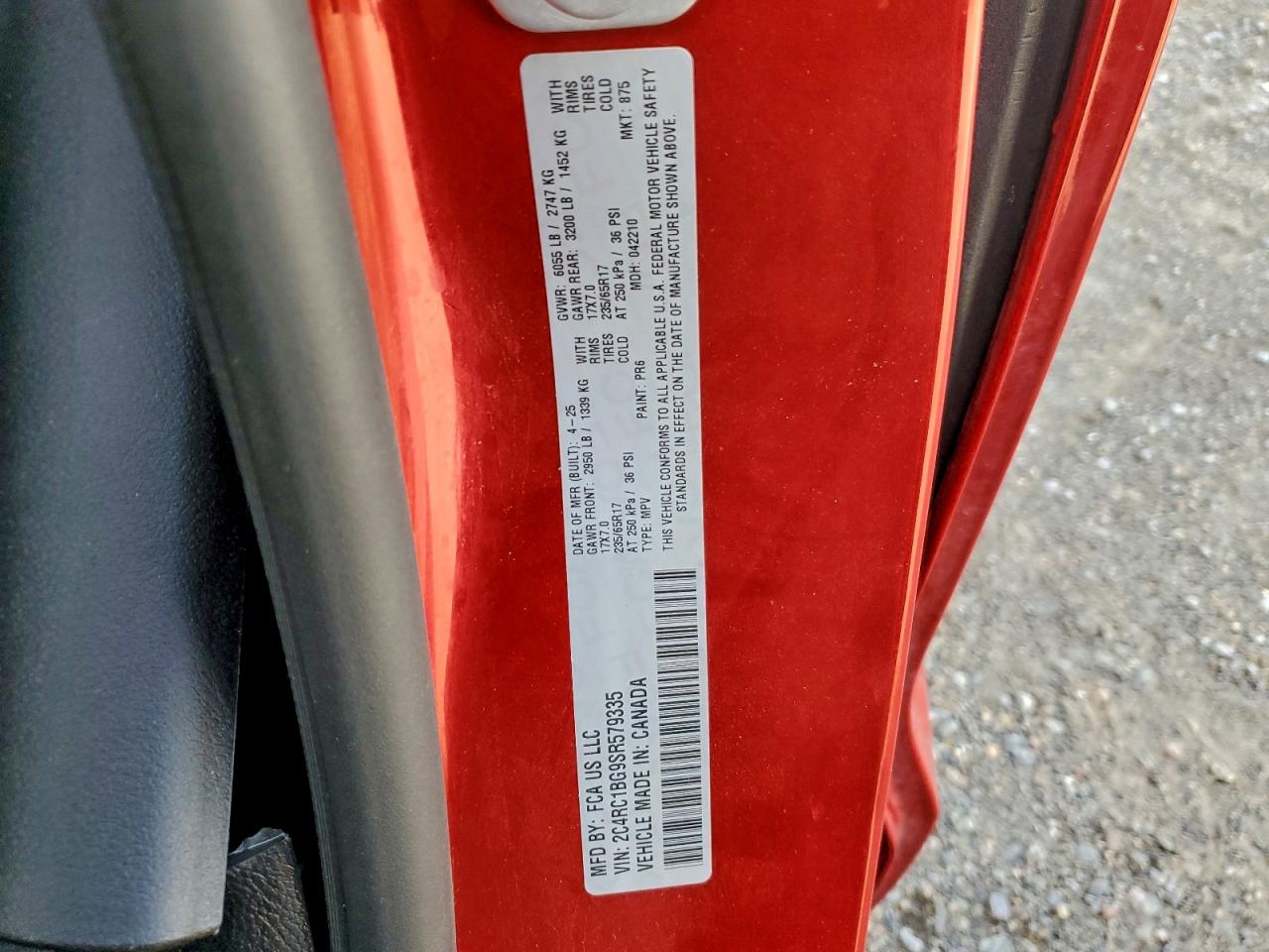 2025 Chrysler Pacifica Select VIN: 2C4RC1BG9SR579335 Lot: 93833045