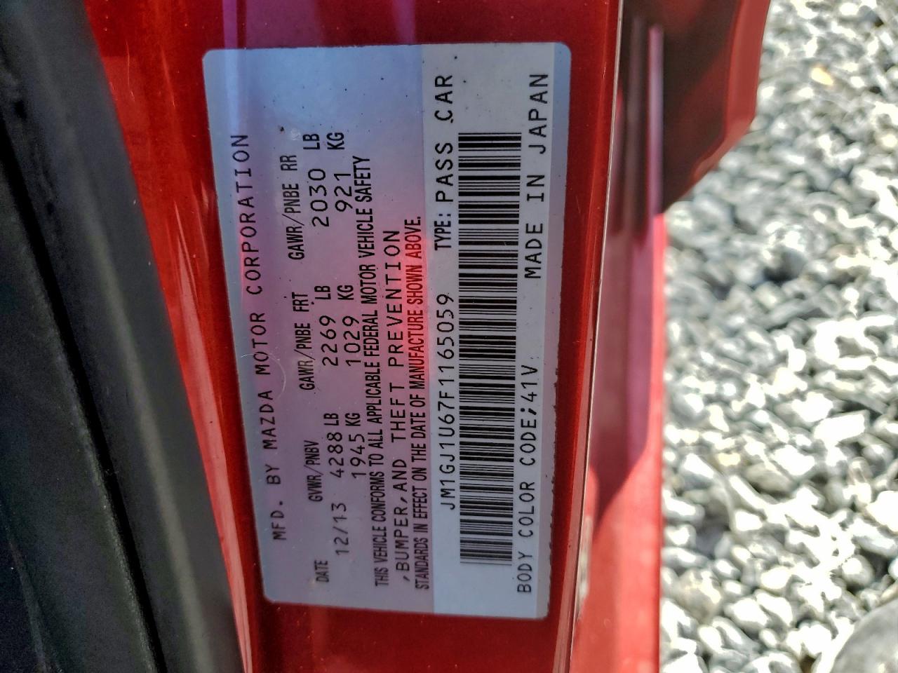 2015 Mazda 6 Sport VIN: JM1GJ1U67F1165059 Lot: 93912415