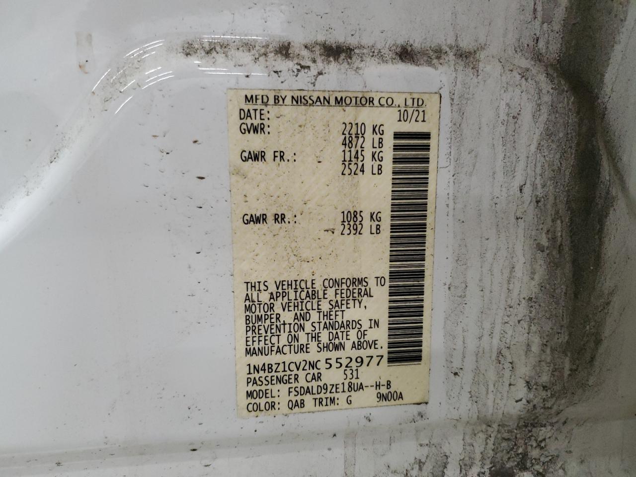 2022 Nissan Leaf Sv Plus VIN: 1N4BZ1CV2NC552977 Lot: 92708005