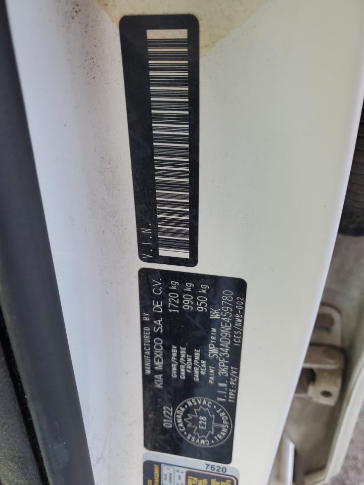 2022 Kia Forte Gt Line VIN: 3KPF34AD9NE459780 Lot: 91590495