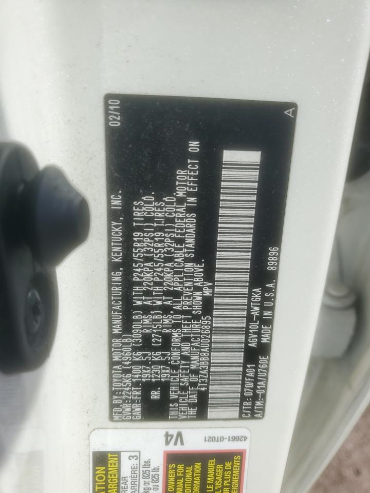 2010 Toyota Venza VIN: 4T3ZA3BB8AU026895 Lot: 92710305