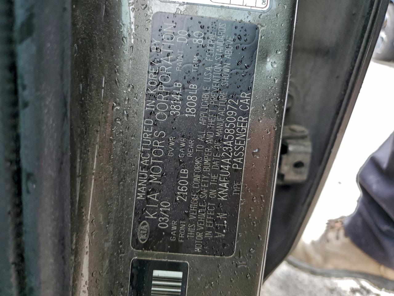 2010 Kia Forte Ex VIN: KNAFU4A23A5850972 Lot: 93917835