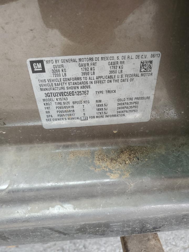 2014 GMC Sierra K1500 Slt VIN: 3GTU2VEC5EG125767 Lot: 92108225