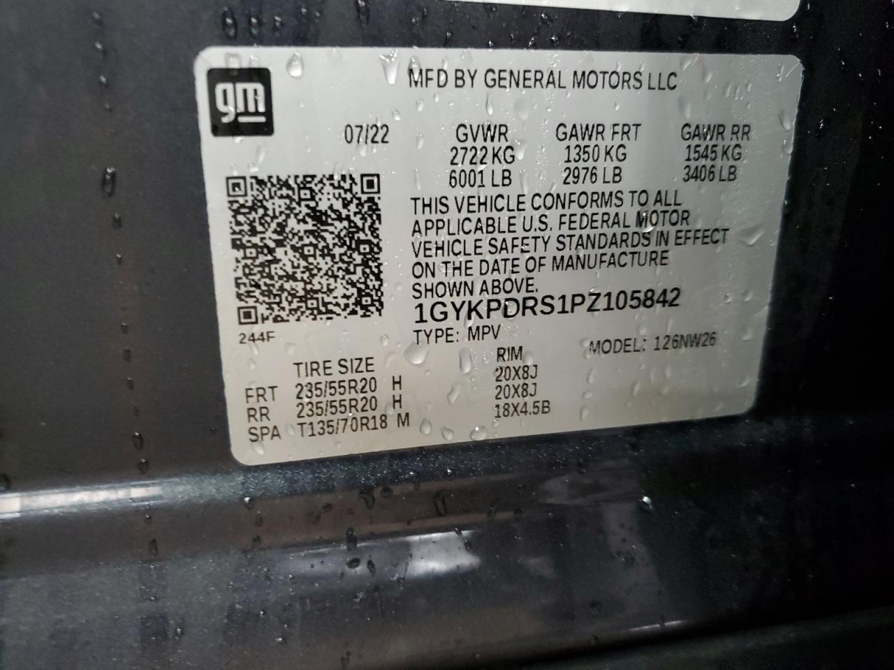 2023 Cadillac Xt6 Premium Luxury VIN: 1GYKPDRS1PZ105842 Lot: 93117665