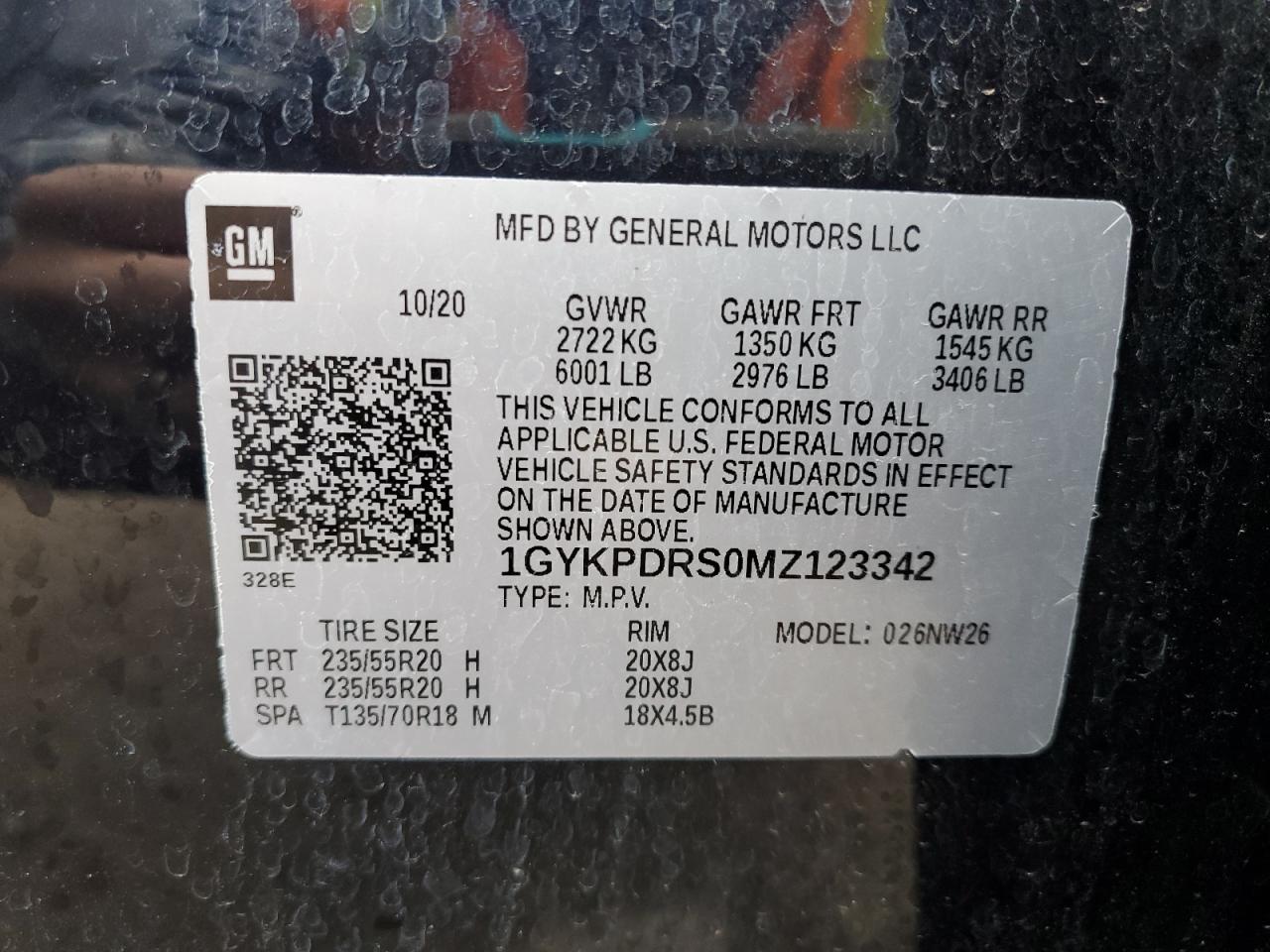 2021 Cadillac Xt6 Premium Luxury VIN: 1GYKPDRS0MZ123342 Lot: 93656775