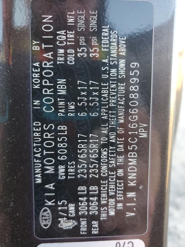 2016 Kia Sedona Lx VIN: KNDMB5C16G6088959 Lot: 91349335