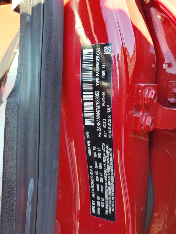 2021 Alfa Romeo Giulia Sport VIN: ZARFAMAN7M7639052 Lot: 93556885