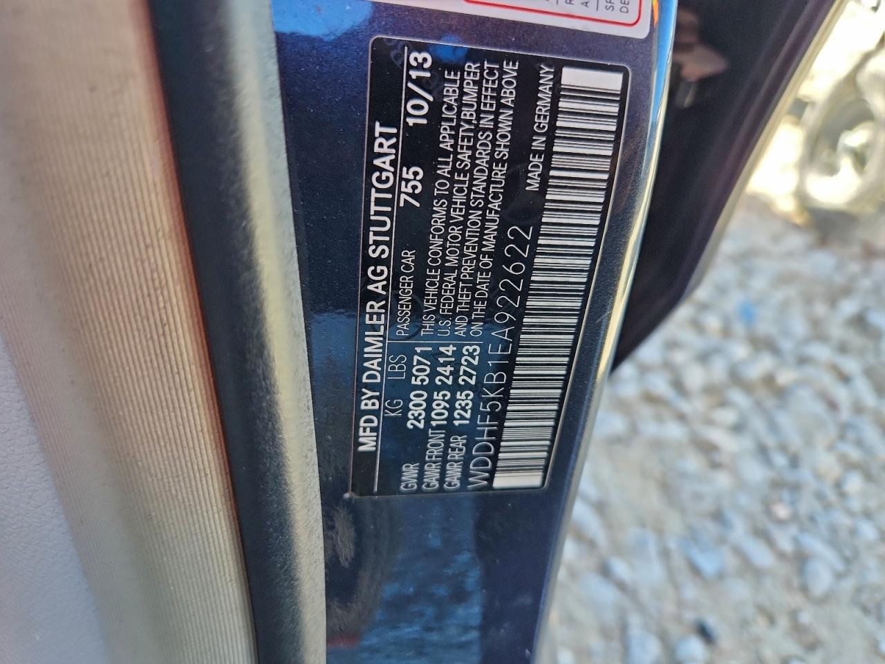 2014 Mercedes-Benz E 350 VIN: WDDHF5KB1EA922622 Lot: 93949245