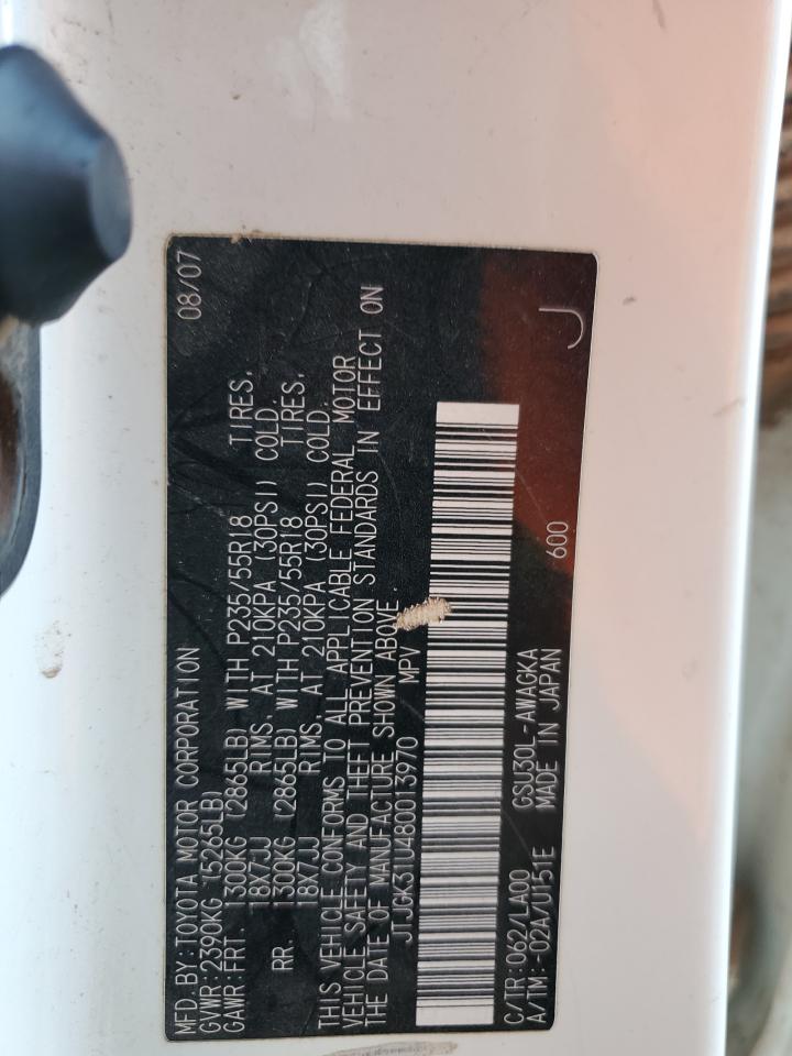 2008 Lexus Rx 350 VIN: JTJGK31U480013970 Lot: 93135315