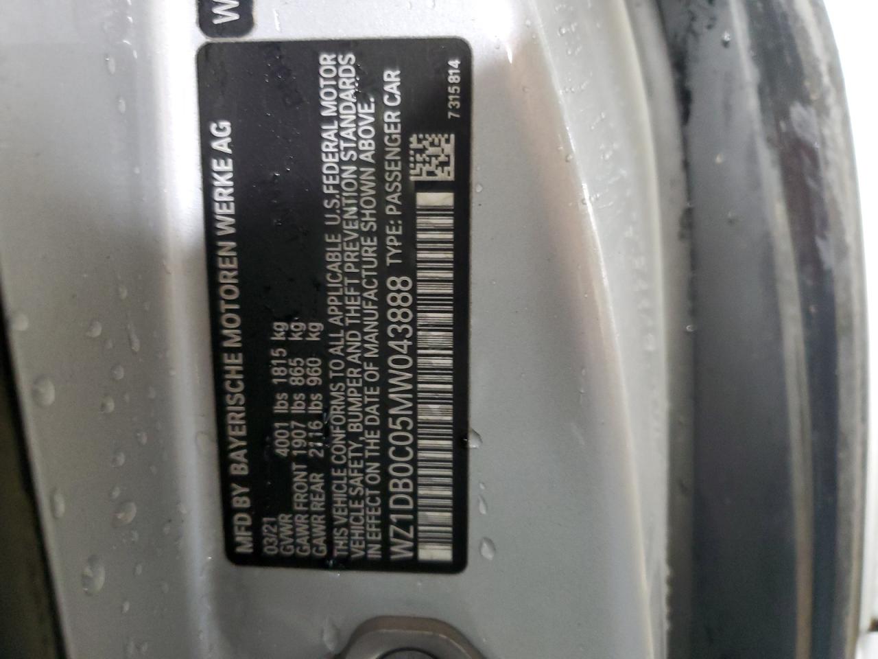 2021 Toyota Supra Base VIN: WZ1DB0C05MW043888 Lot: 91115565