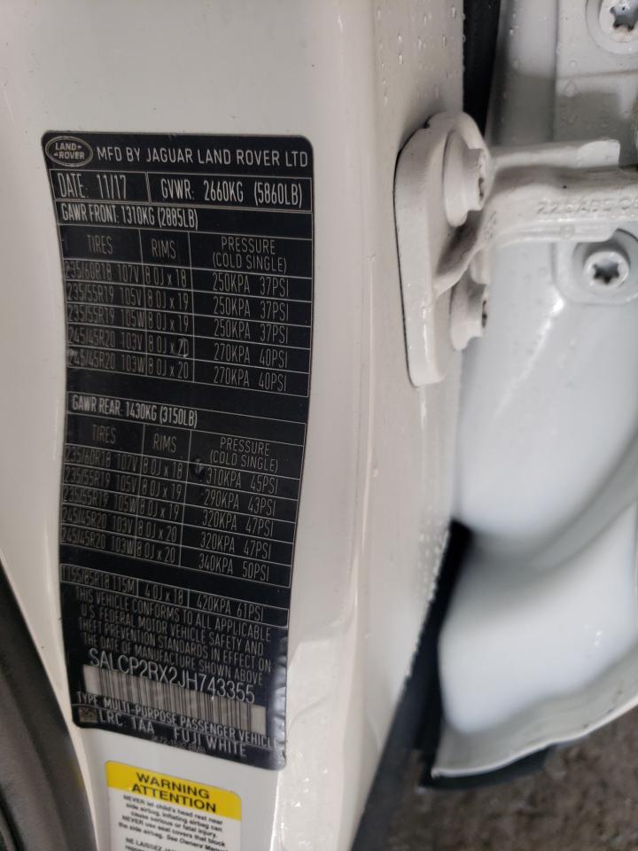 2018 Land Rover Discovery Sport Se VIN: SALCP2RX2JH743355 Lot: 90945625