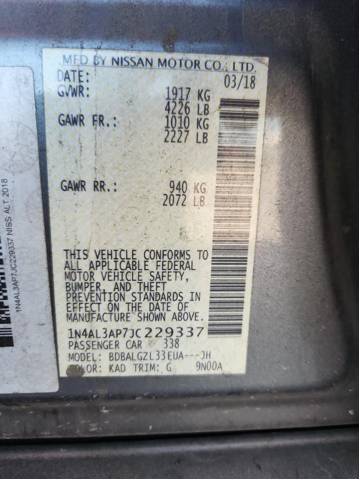 2018 Nissan Altima 2.5 VIN: 1N4AL3AP7JC229337 Lot: 91742265