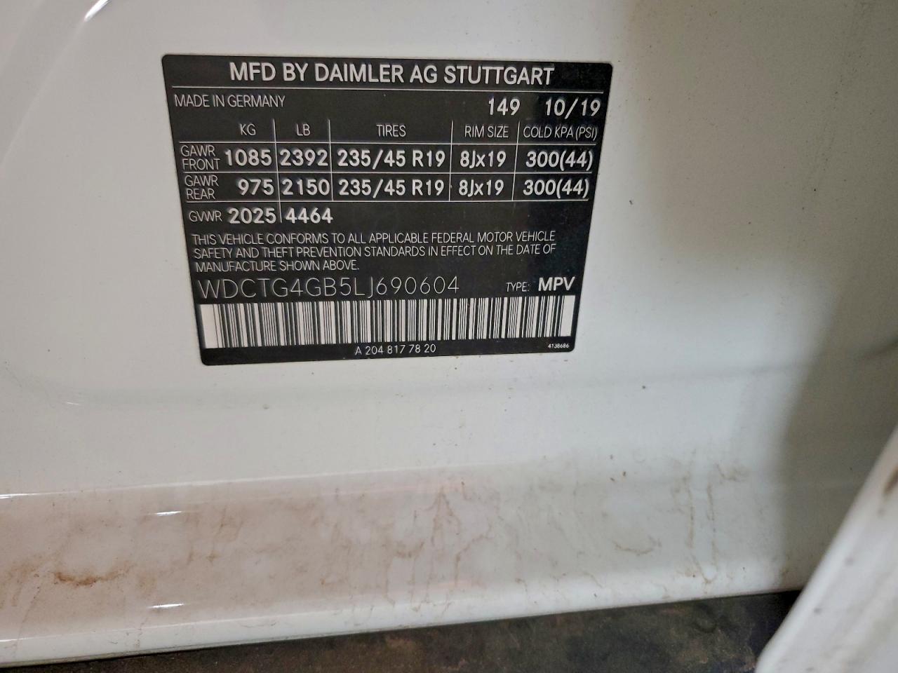 2020 Mercedes-Benz Gla 250 4Matic VIN: WDCTG4GB5LJ690604 Lot: 94056505