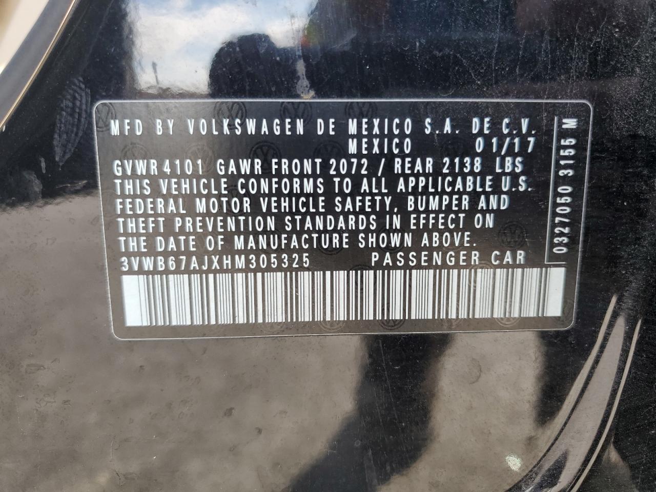 2017 Volkswagen Jetta Se VIN: 3VWB67AJXHM305325 Lot: 92699105