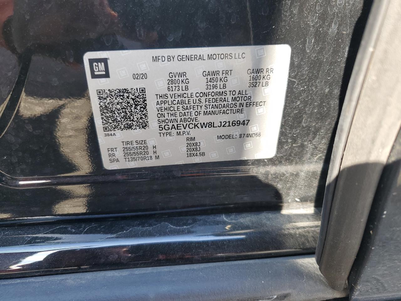 2020 Buick Enclave Avenir VIN: 5GAEVCKW8LJ216947 Lot: 92024925