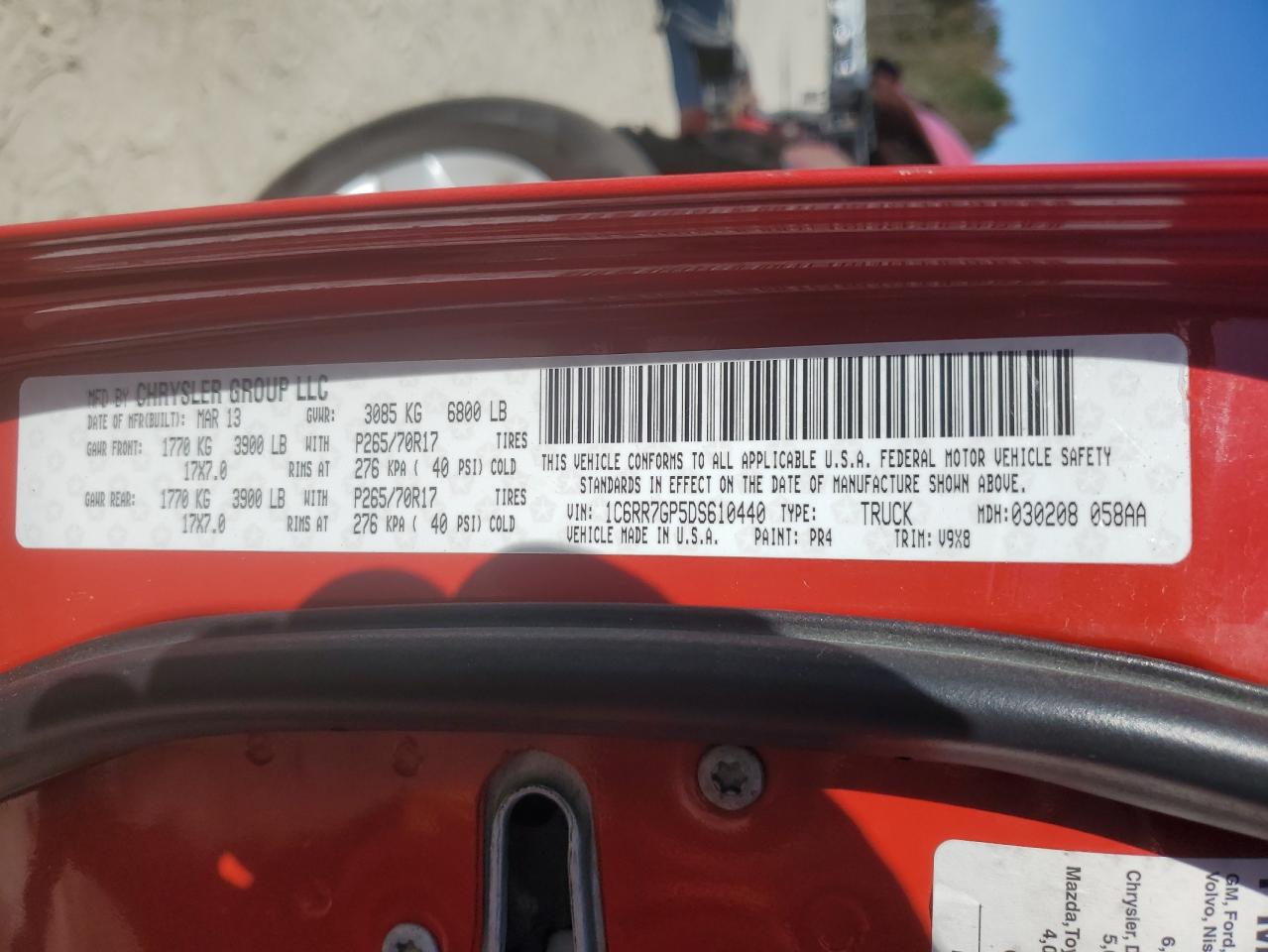 2013 Ram 1500 Slt VIN: 1C6RR7GP5DS610440 Lot: 90869255