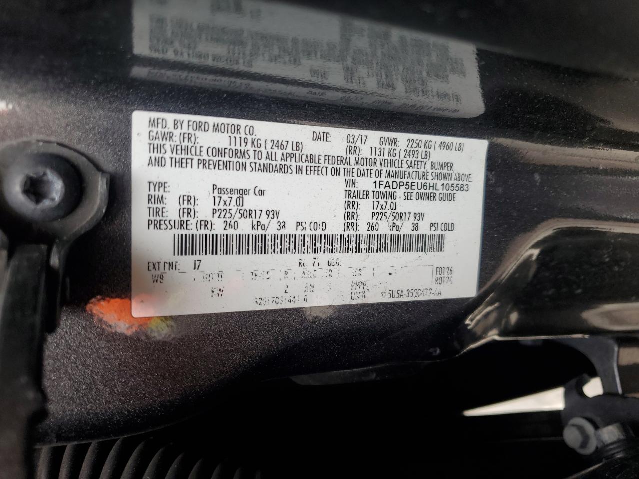 2017 Ford C-Max Se VIN: 1FADP5EU6HL105583 Lot: 92935865