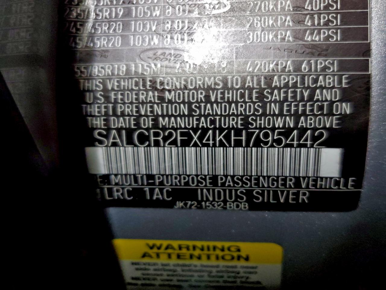 2019 Land Rover Discovery Sport Hse VIN: SALCR2FX4KH795442 Lot: 95075865