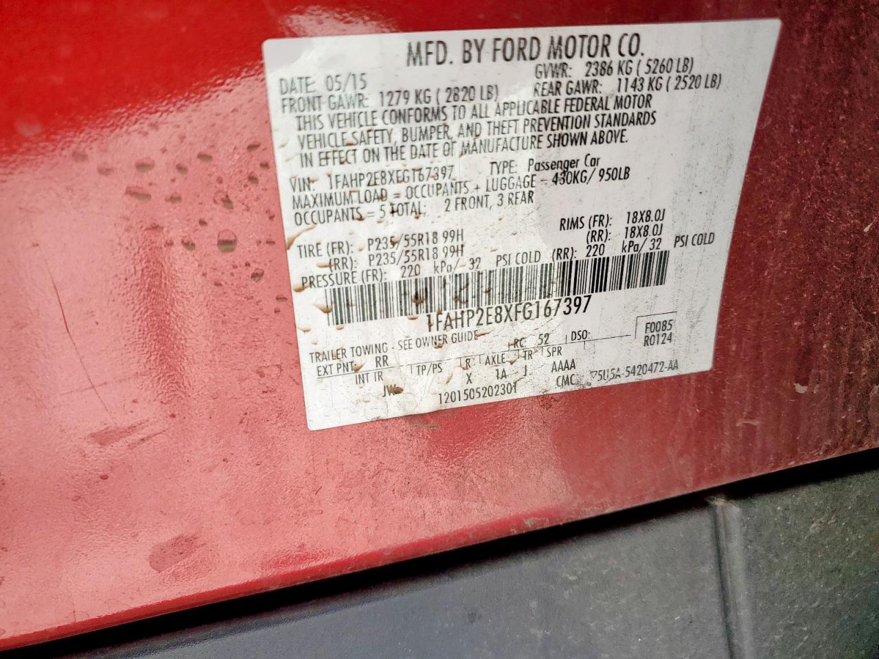 2015 Ford Taurus Sel VIN: 1FAHP2E8XFG167397 Lot: 92627215