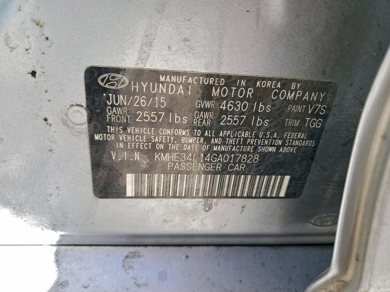 2016 Hyundai Sonata Hybrid VIN: KMHE34L14GA017828 Lot: 94544345