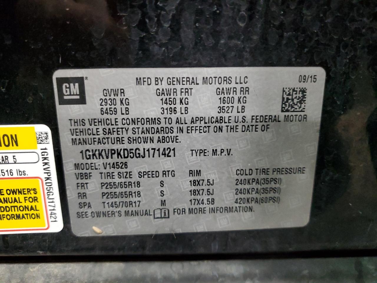 2016 GMC Acadia Sle VIN: 1GKKVPKD5GJ171421 Lot: 92309025