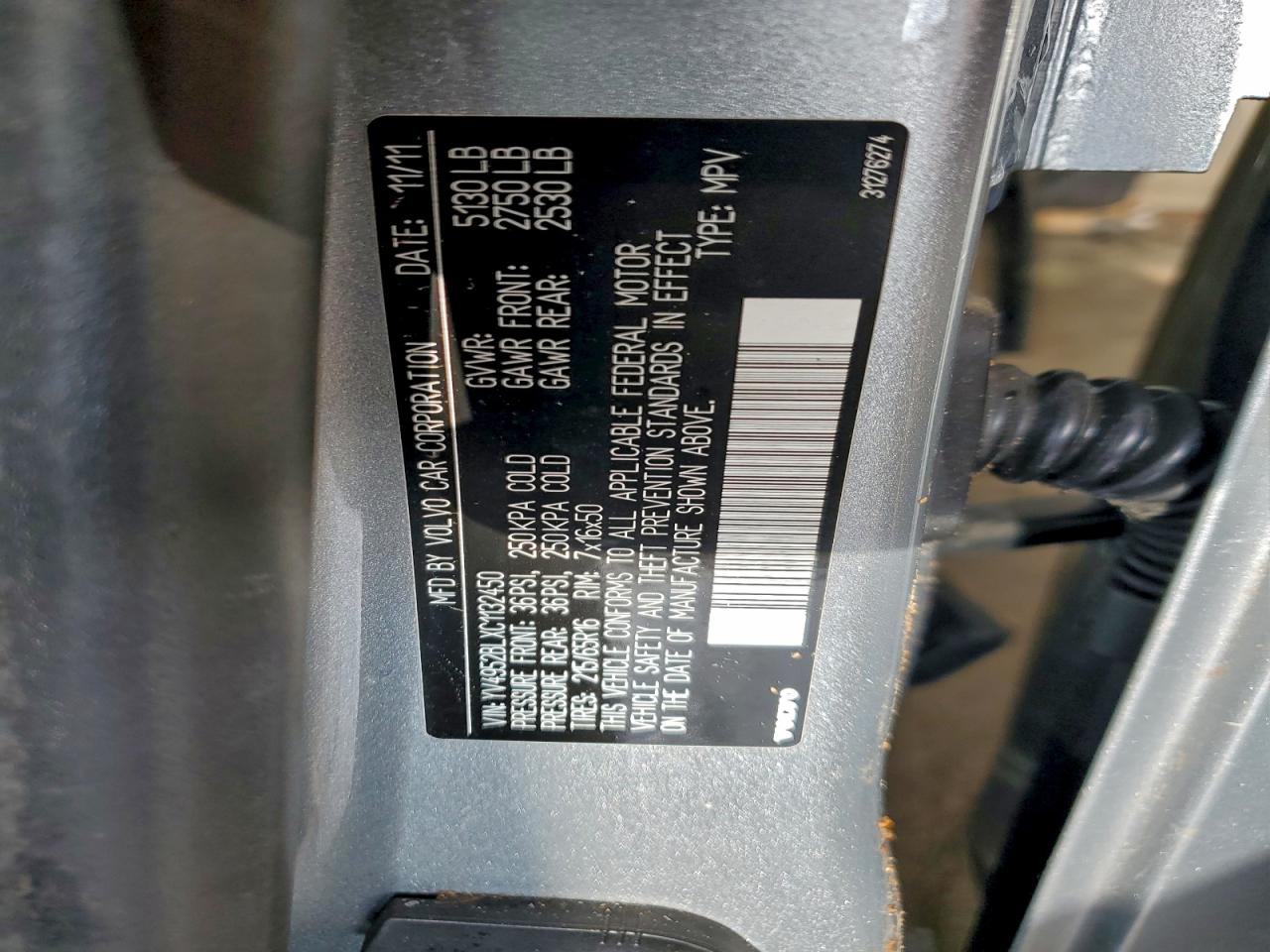 2012 Volvo Xc70 3.2 VIN: YV4952BLXC1132450 Lot: 94485135