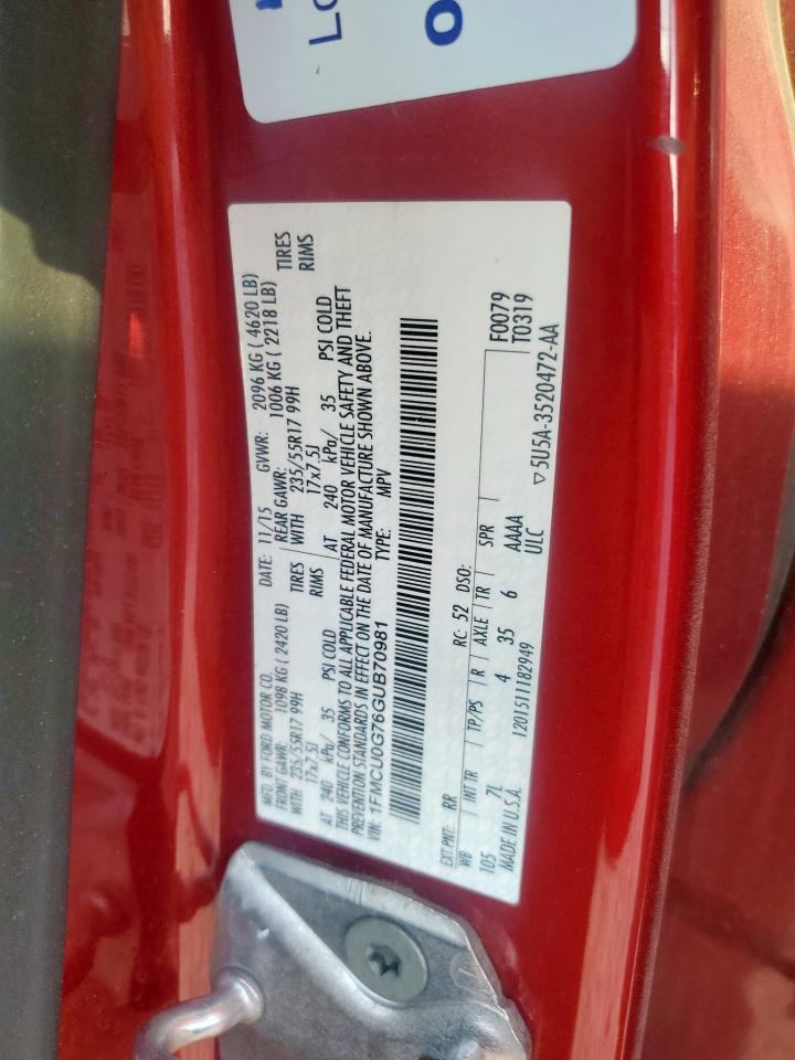 2016 Ford Escape Se VIN: 1FMCU0G76GUB70981 Lot: 93240275