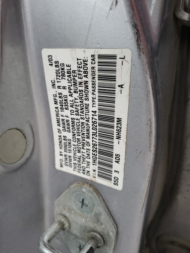 2003 Honda Civic Ex VIN: 1HGES26773L026714 Lot: 92912435