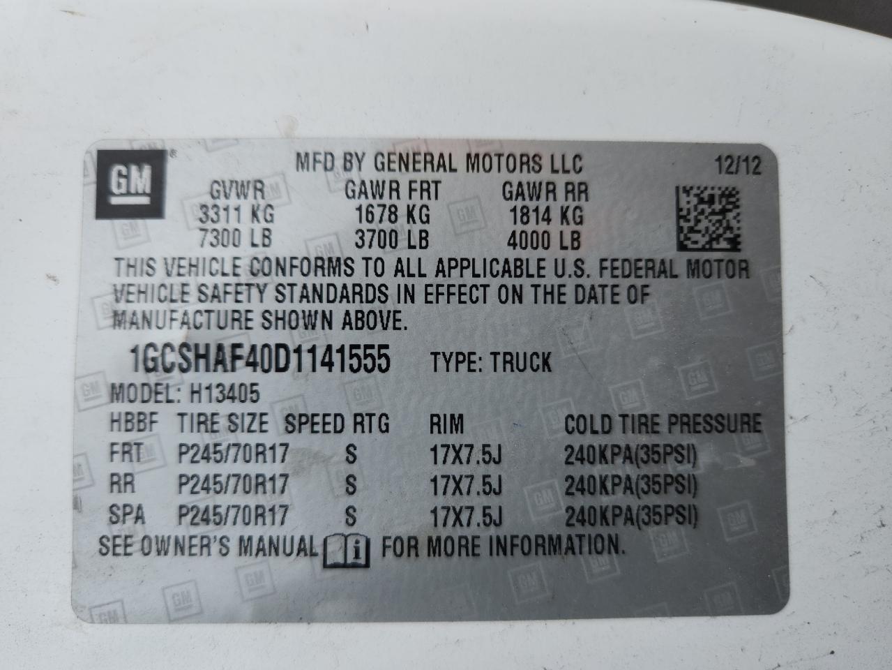 2013 Chevrolet Express G1500 VIN: 1GCSHAF40D1141555 Lot: 91743225