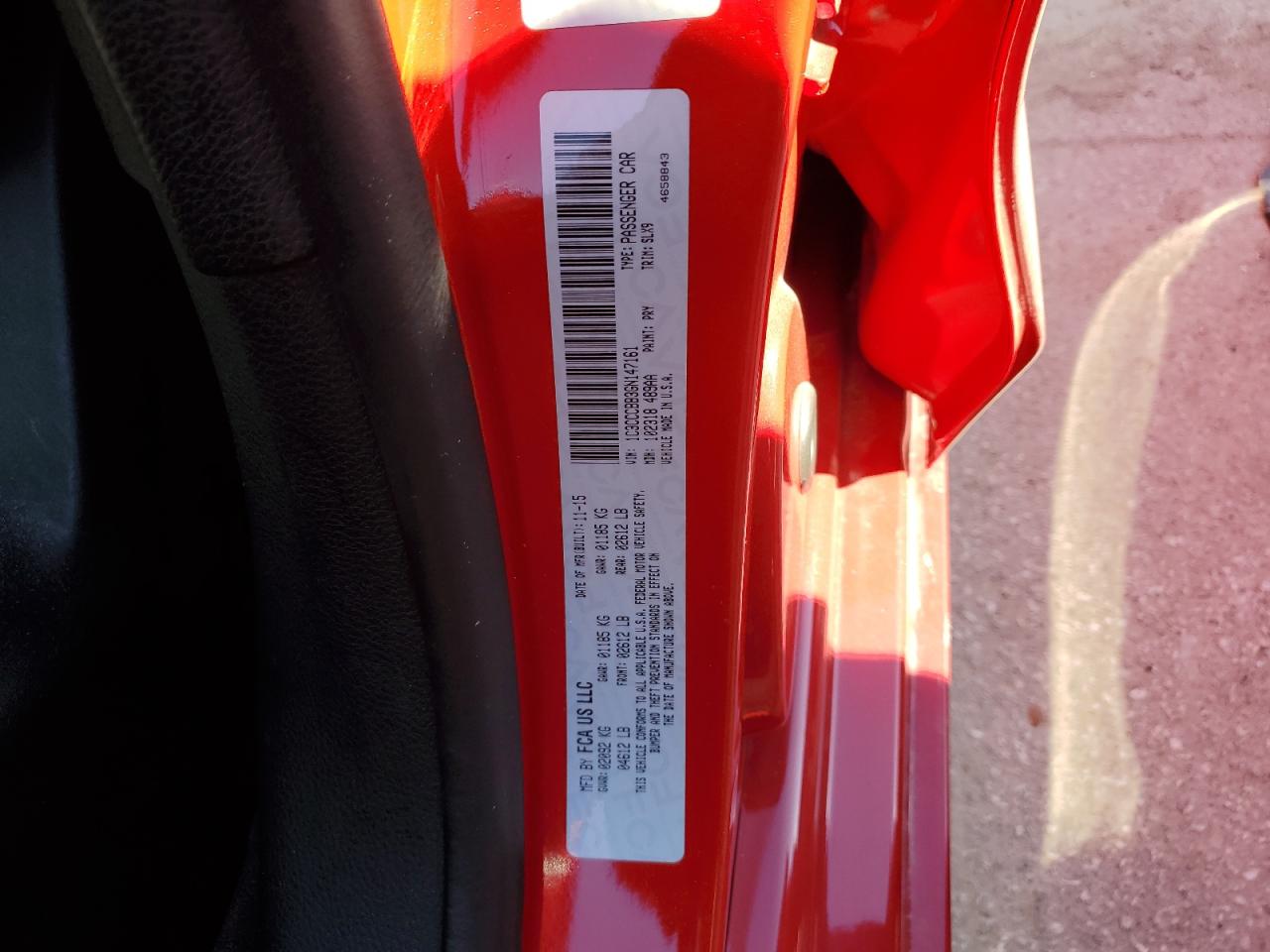 2016 Chrysler 200 S VIN: 1C3CCCBB3GN147161 Lot: 92006175