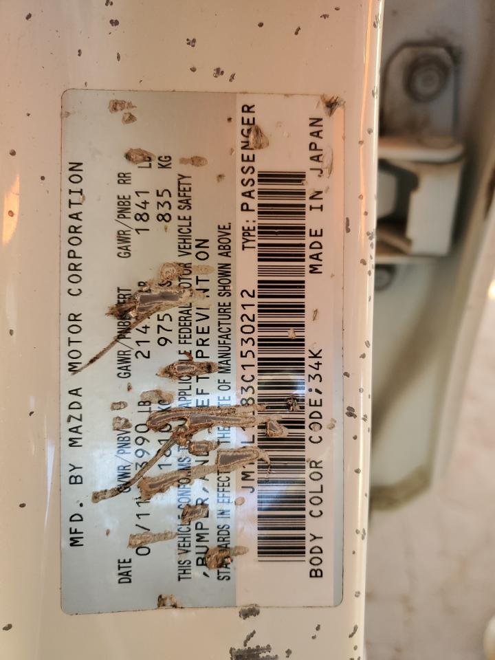 2012 Mazda 3 I VIN: JM1BL1L83C1530212 Lot: 85433195