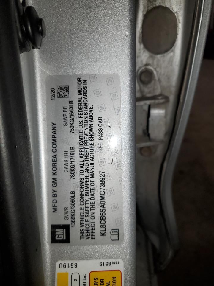 2021 Chevrolet Spark Ls VIN: KL8CB6SA0MC738927 Lot: 92364625