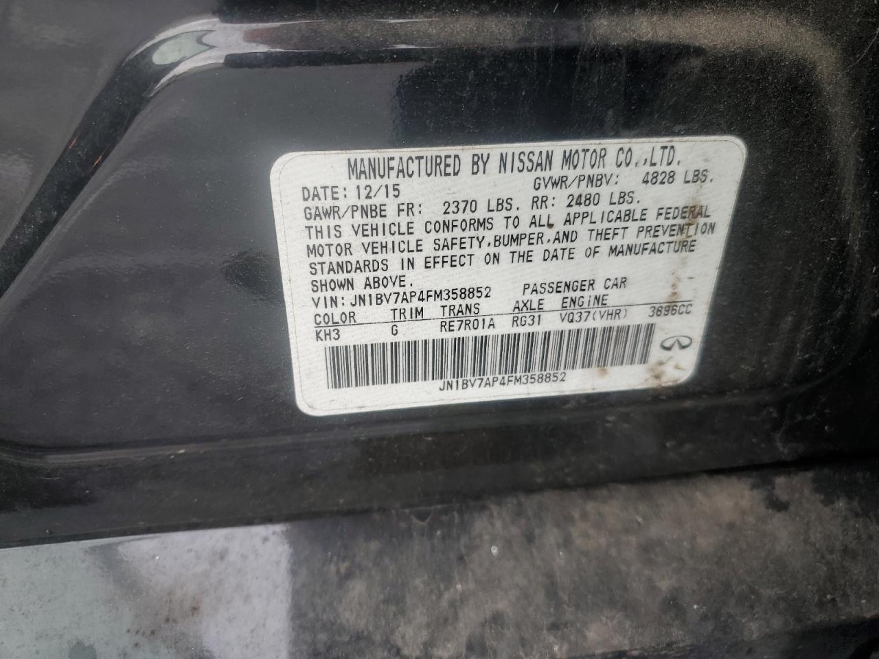 2015 Infiniti Q50 Base VIN: JN1BV7AP4FM358852 Lot: 93117415