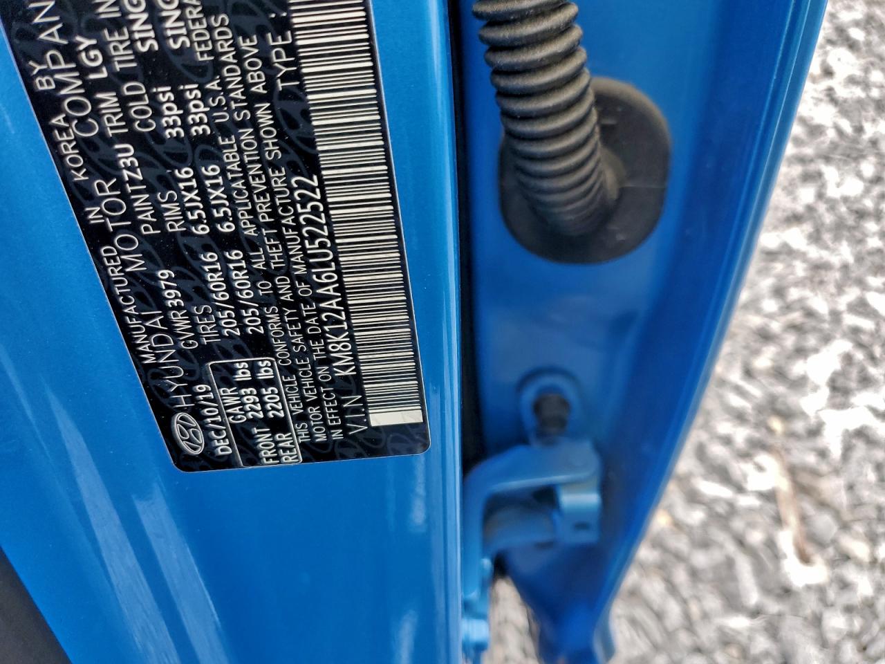 2020 Hyundai Kona Se VIN: KM8K12AA6LU522522 Lot: 93451555