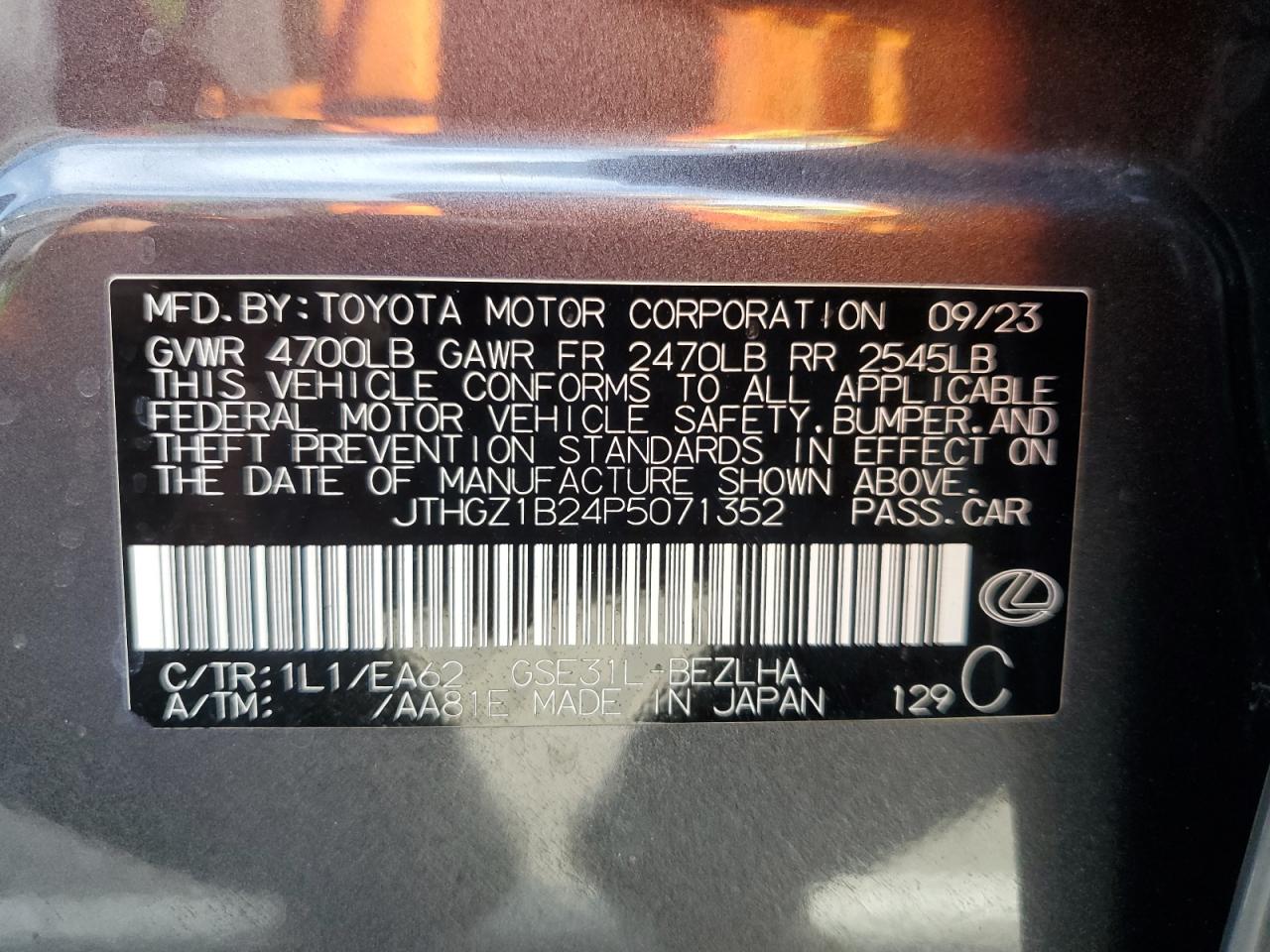 2023 Lexus Is 350 F Sport Design VIN: JTHGZ1B24P5071352 Lot: 92359965