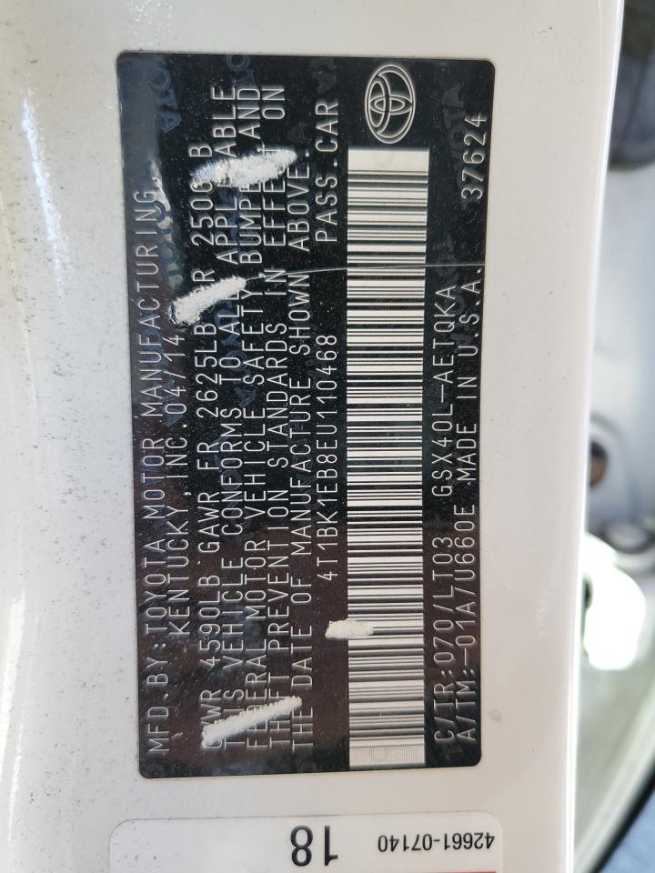 2014 Toyota Avalon Base VIN: 4T1BK1EB8EU110468 Lot: 92485205