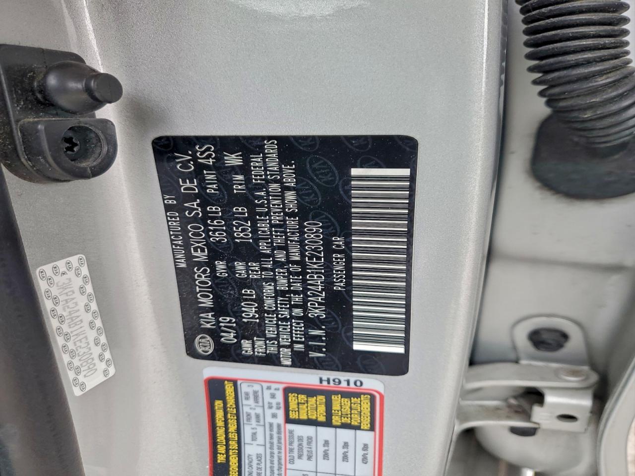 2019 Kia Rio S VIN: 3KPA24AB1KE230890 Lot: 94514415