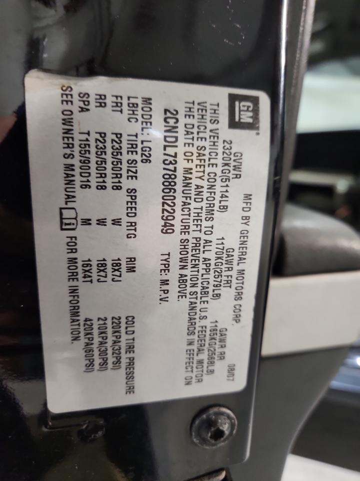 2008 Chevrolet Equinox Sport VIN: 2CNDL737886022949 Lot: 92942935