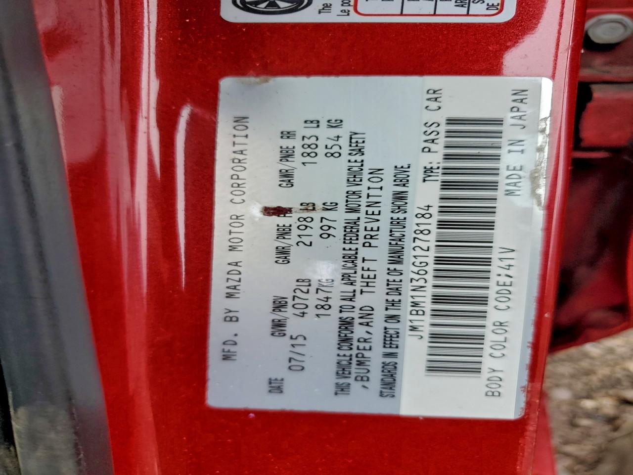 2016 Mazda 3 Grand Touring VIN: JM1BM1N36G1278184 Lot: 94171475