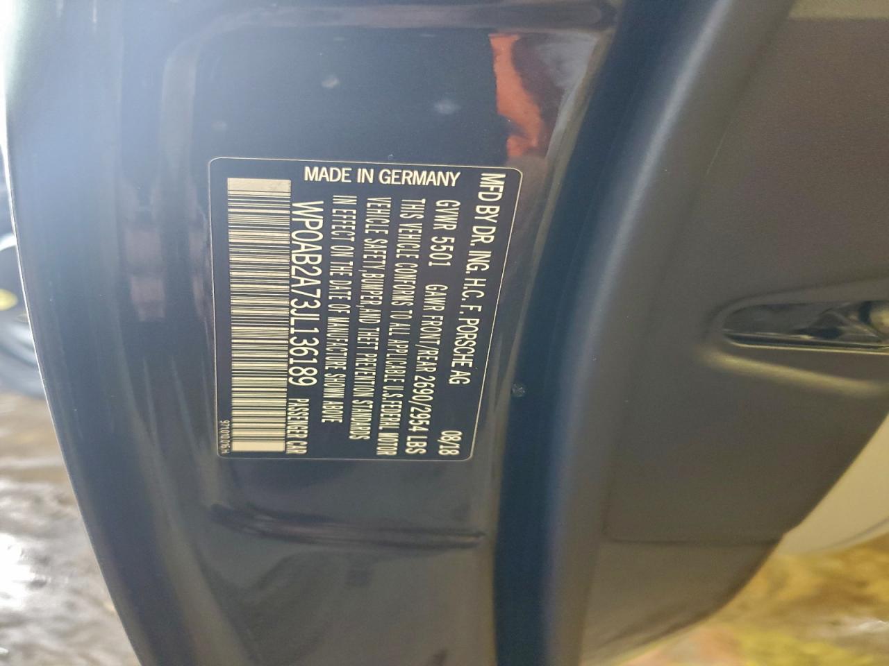 2018 Porsche Panamera 4S VIN: WP0AB2A73JL136189 Lot: 93825345