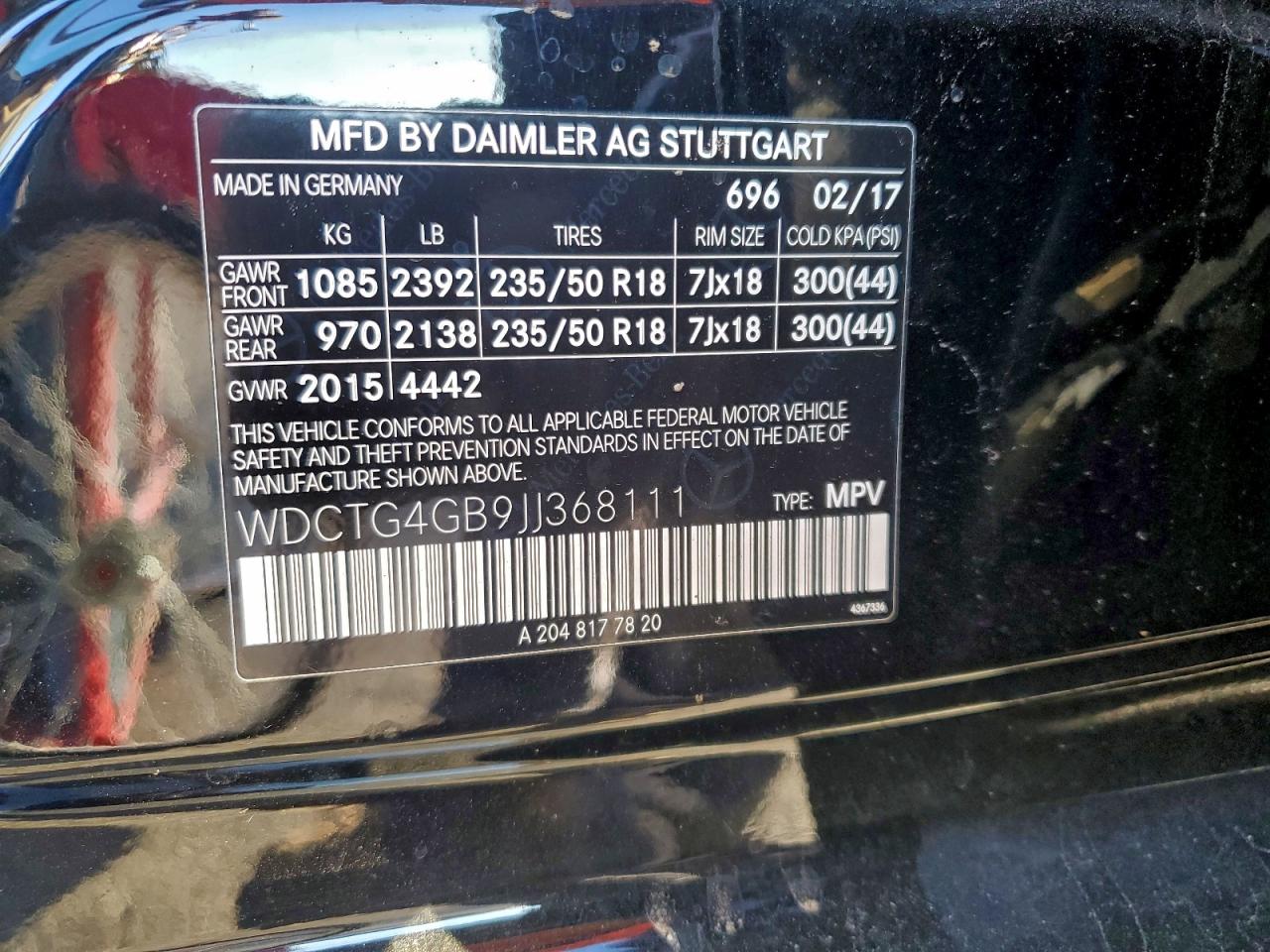 2018 Mercedes-Benz Gla 250 4Matic VIN: WDCTG4GB9JJ368111 Lot: 93095375