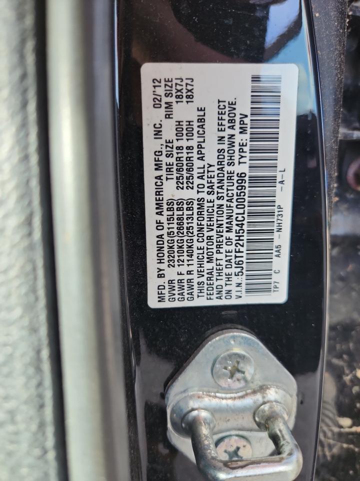 2012 Honda Crosstour Exl VIN: 5J6TF2H54CL005996 Lot: 92350235