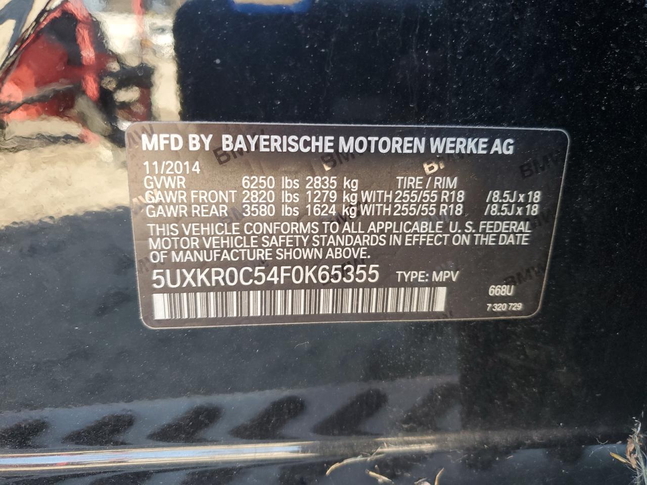 2015 BMW X5 xDrive35I VIN: 5UXKR0C54F0K65355 Lot: 92253515