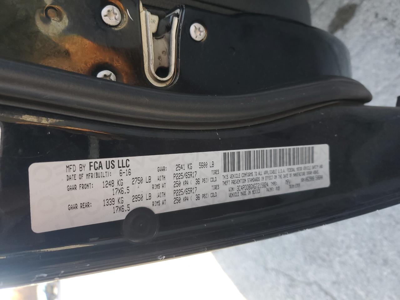 2016 Dodge Journey Sxt VIN: 3C4PDDBGXGT215824 Lot: 92564095