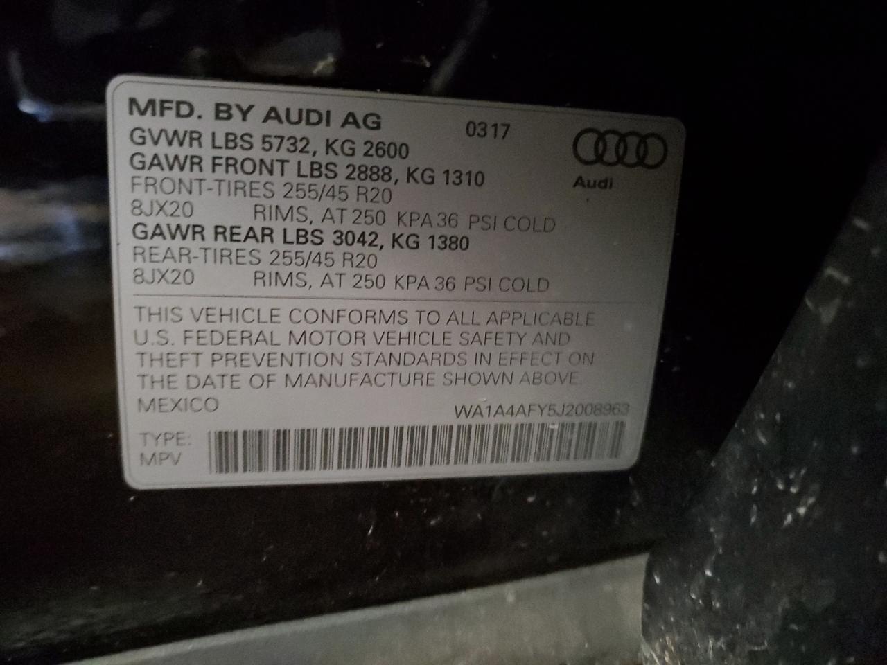 2018 Audi Sq5 Premium Plus VIN: WA1A4AFY5J2008963 Lot: 91905055