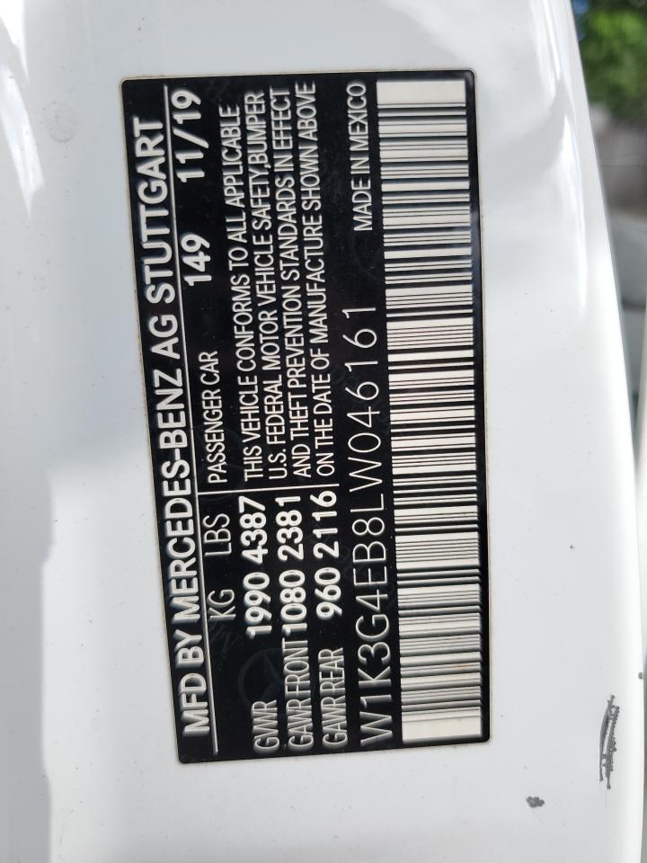 2020 Mercedes-Benz A 220 VIN: W1K3G4EB8LW046161 Lot: 91485075